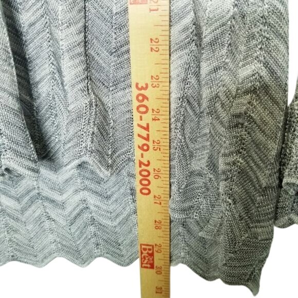 White House‎ Black Market XS Gray Chevron Long Sleeve Lace-Up Knit Tunic Top - Picture 7 of 13
